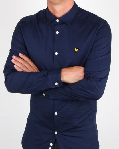 Lyle And Scott Slim Fit Popeline-Hemd in Marineblau