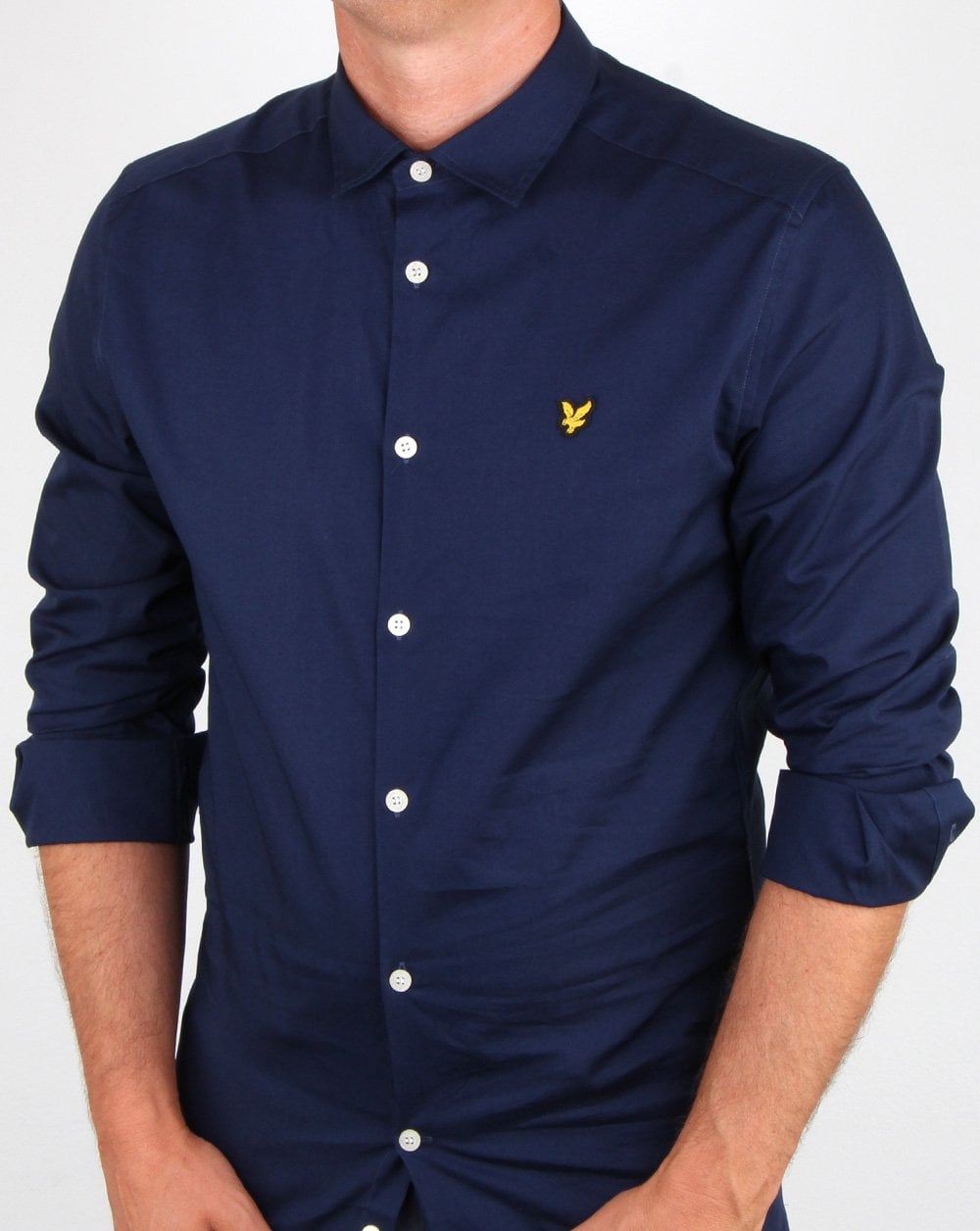 Lyle And Scott Slim Fit Popeline-Hemd in Marineblau