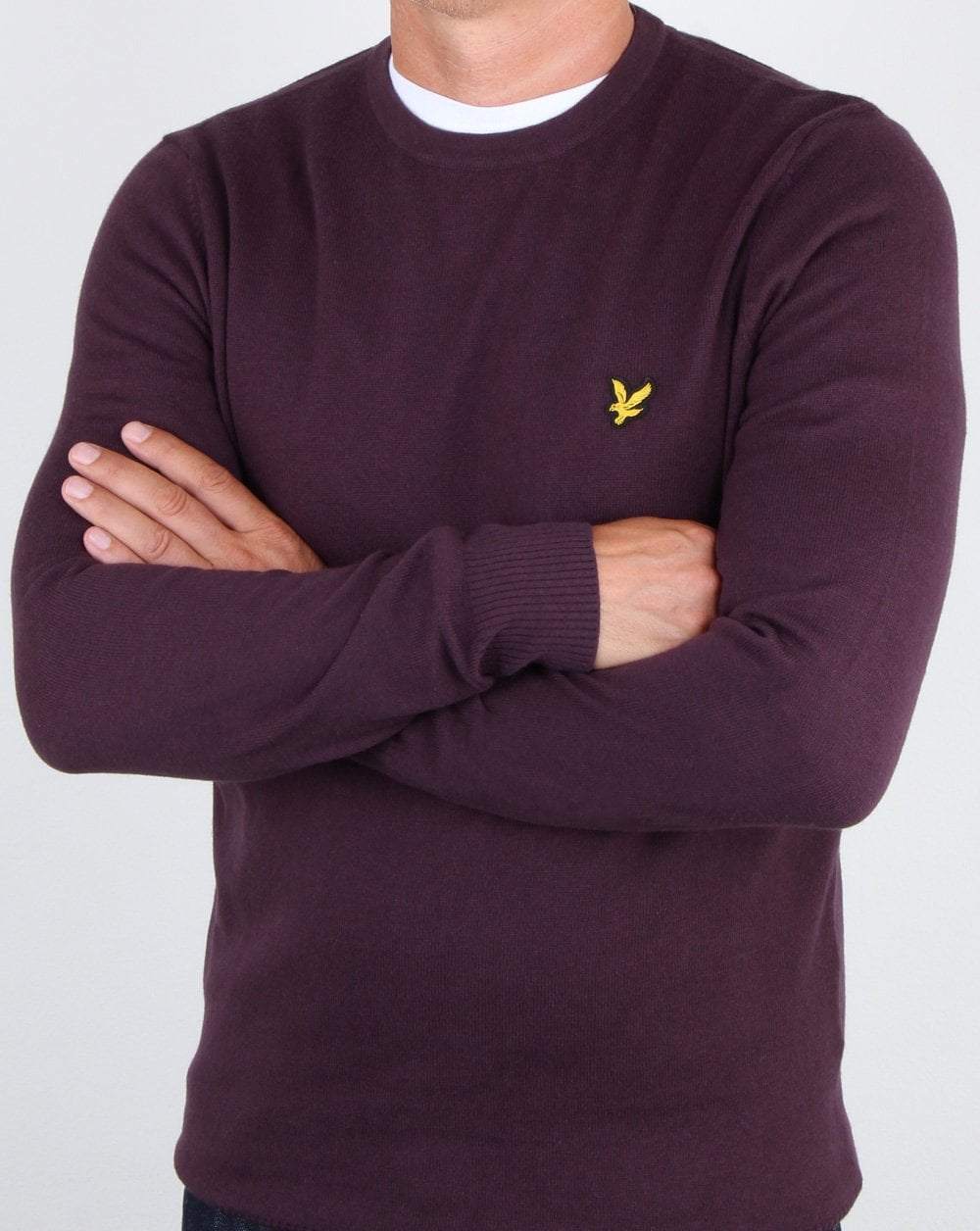 Lyle And Scott – Rundhalspullover aus Baumwoll-Merinowolle in Dunkelpflaume