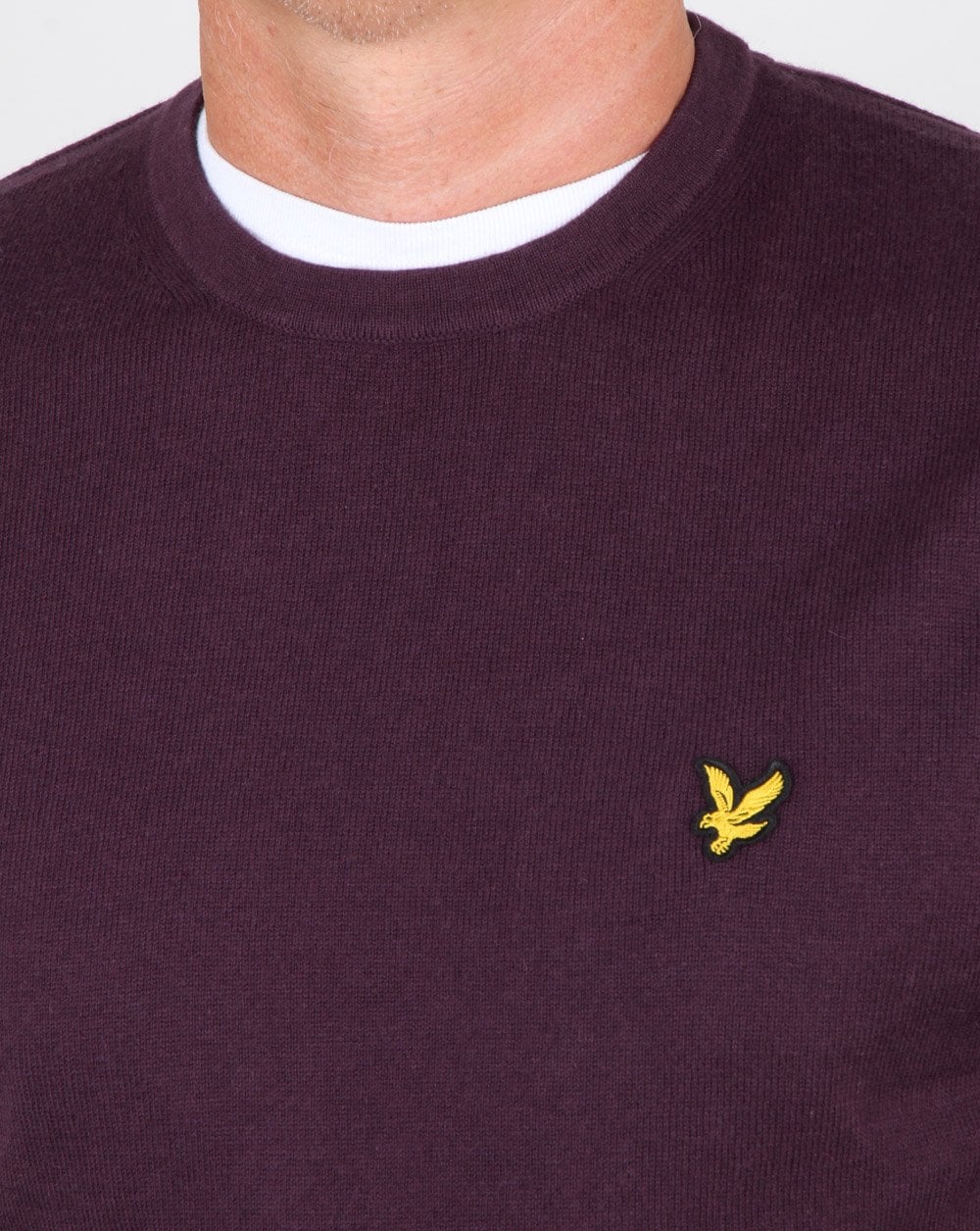 Lyle And Scott – Rundhalspullover aus Baumwoll-Merinowolle in Dunkelpflaume