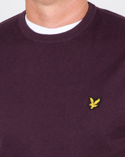 Lyle And Scott – Rundhalspullover aus Baumwoll-Merinowolle in Dunkelpflaume