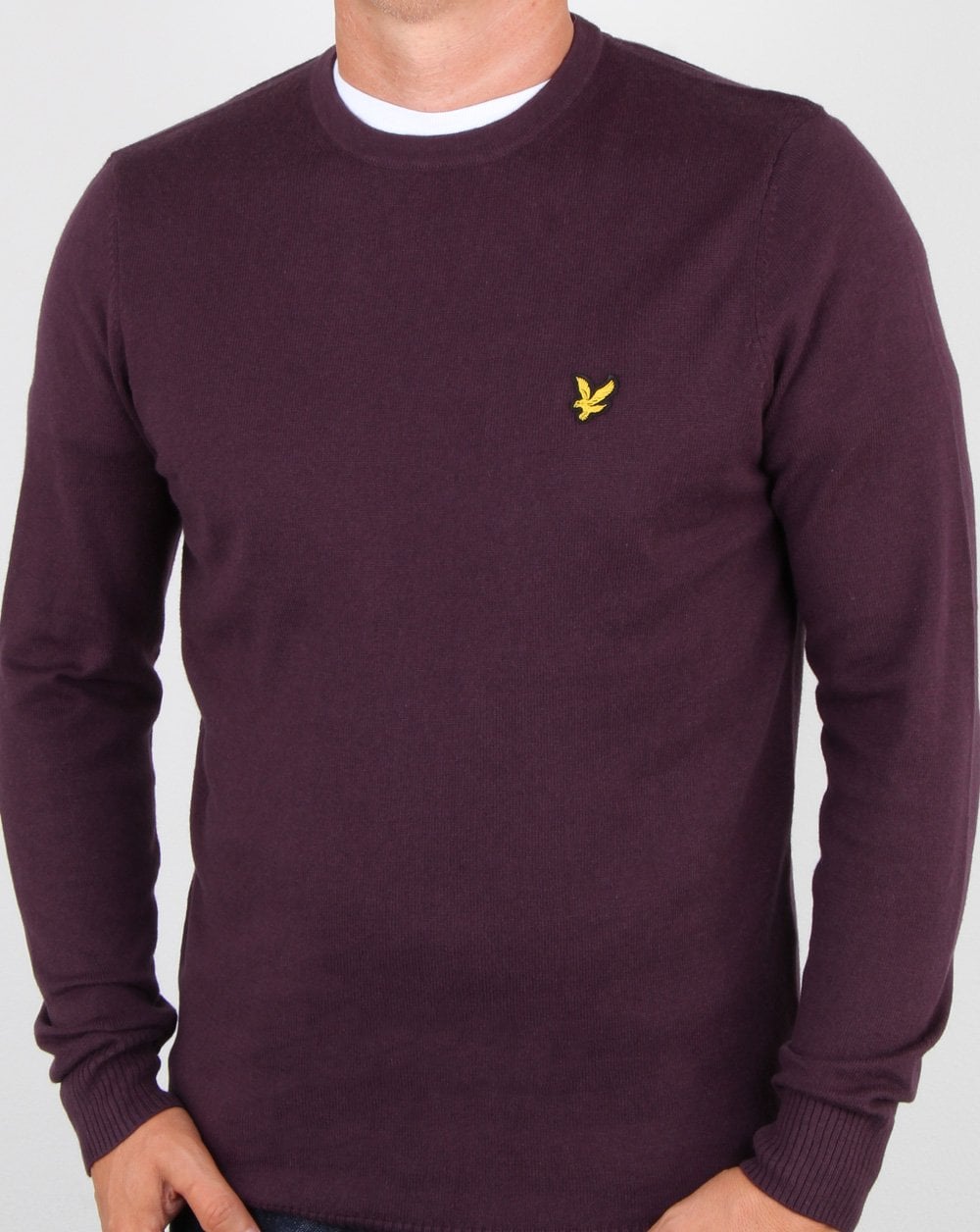 Lyle And Scott – Rundhalspullover aus Baumwoll-Merinowolle in Dunkelpflaume