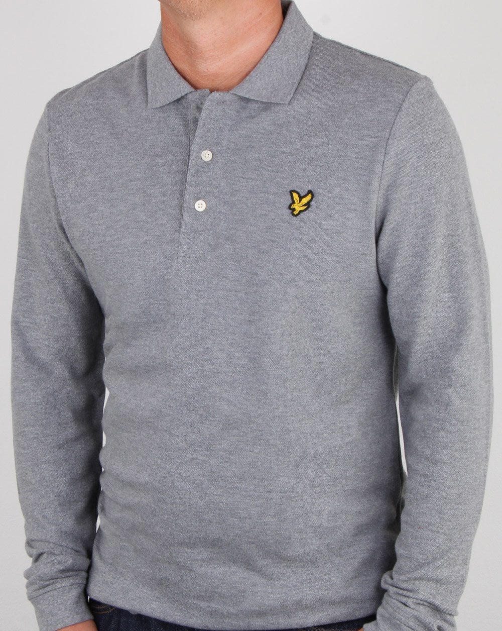 Lyle And Scott Long Sleeve Polo Shirt Mid Grey Marl