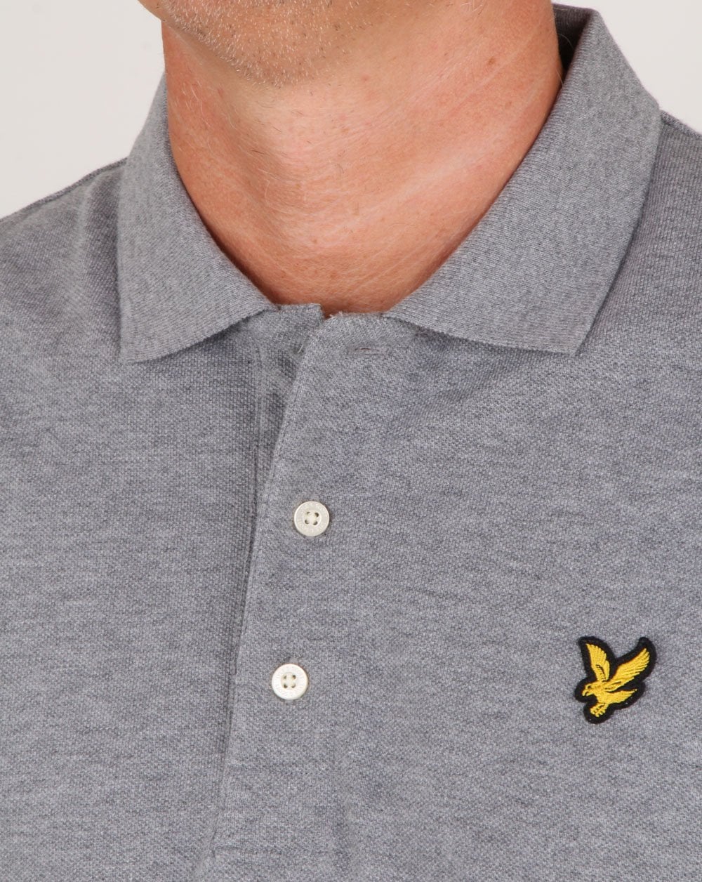Lyle And Scott – Langärmliges Poloshirt in Mittelgrau meliert
