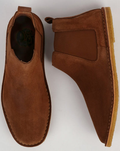 Pretty Green – Chelsea-Boots aus Wildleder in Dunkelbraun