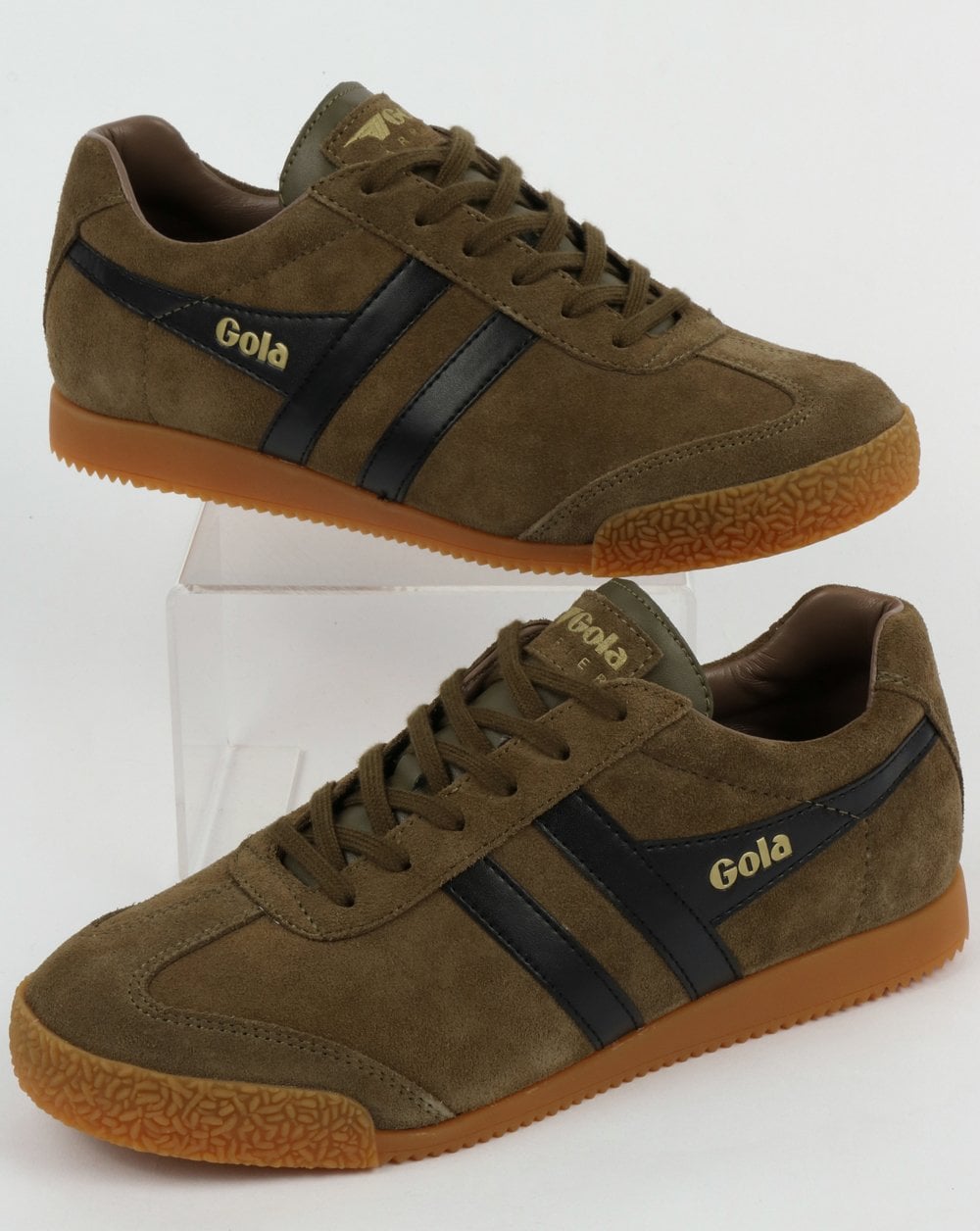 Gola Harrier Wildleder-Sneakers Khaki/Schwarz/Stein