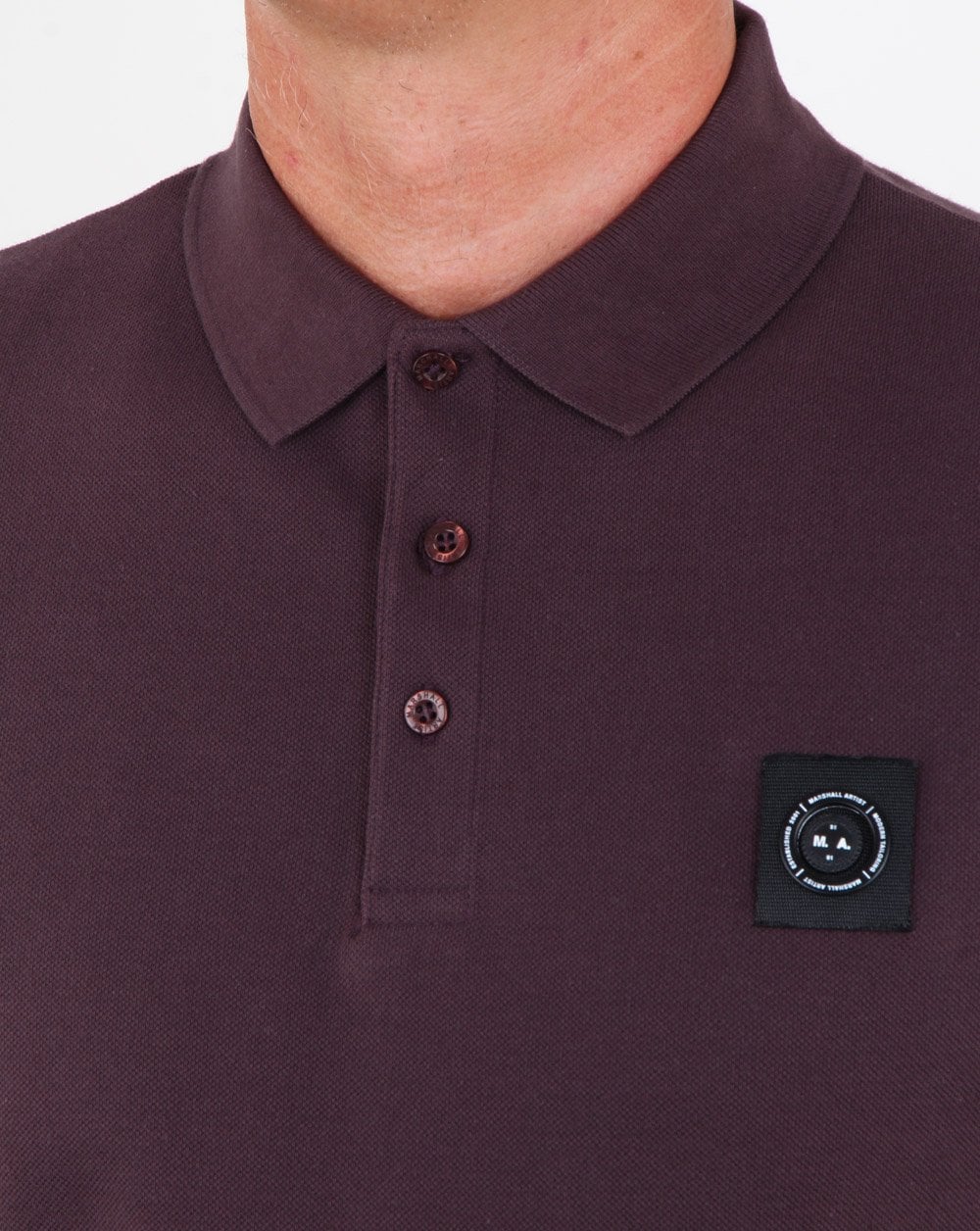 Marshall Artist Langarm-Poloshirt, dunkles Pflaumenblau