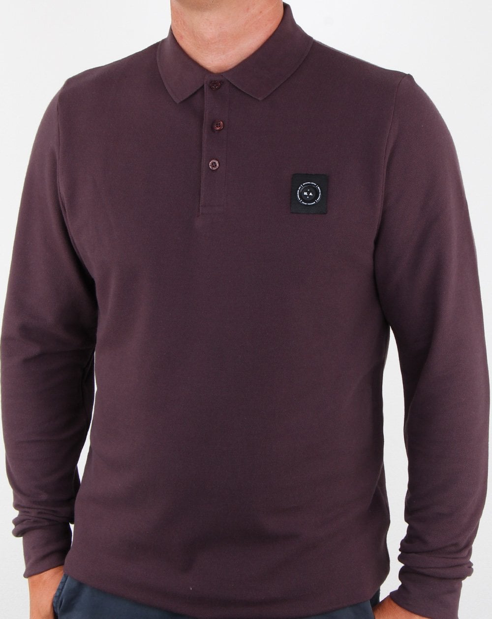 Marshall Artist Long Sleeve Polo Shirt Deep Plum