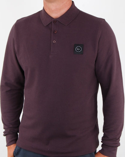 Marshall Artist Langarm-Poloshirt, dunkles Pflaumenblau