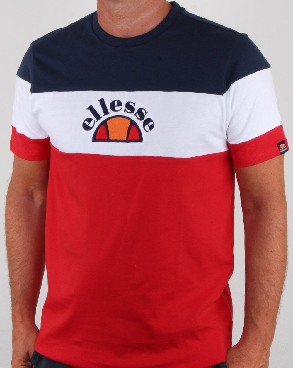 Ellesse Block T-Shirt Rot/Marineblau/Weiß
