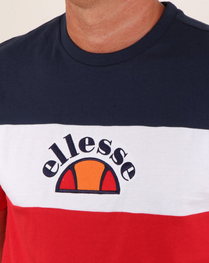 Ellesse Block T-Shirt Rot/Marineblau/Weiß