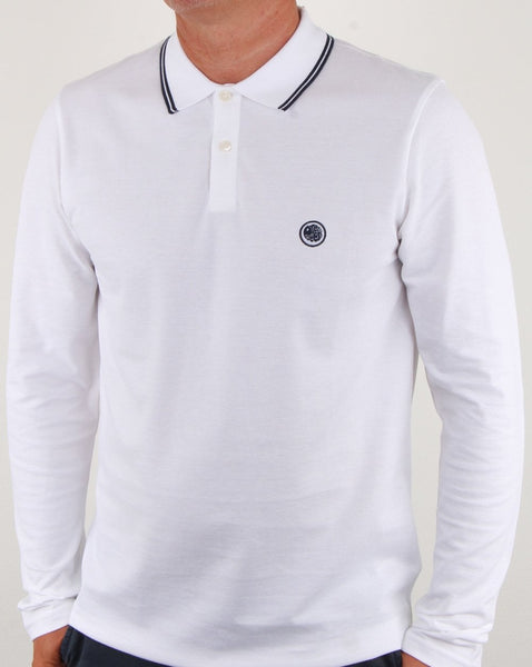 Pretty Green Barton Ls Tipped Polo White/navy
