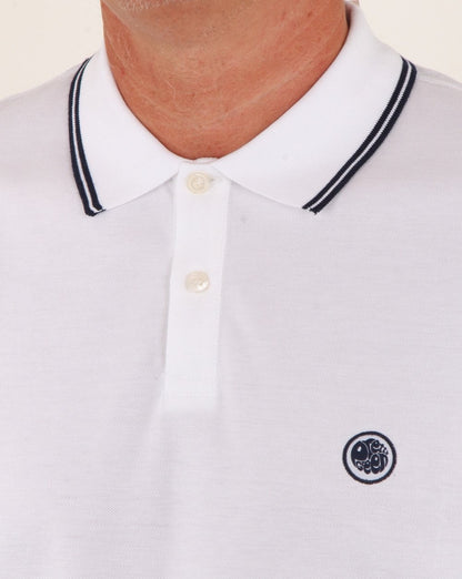 Pretty Green Barton Ls Tipped Polo Weiß/Marineblau