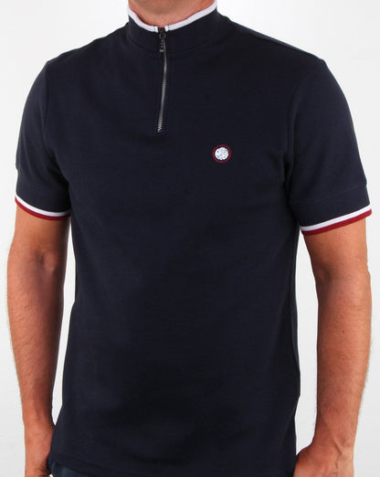 Pretty Green Faraday Zip T-Shirt Marineblau