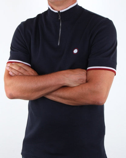 Pretty Green Faraday Zip T-Shirt Marineblau