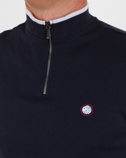 Pretty Green Faraday Zip T-Shirt Marineblau