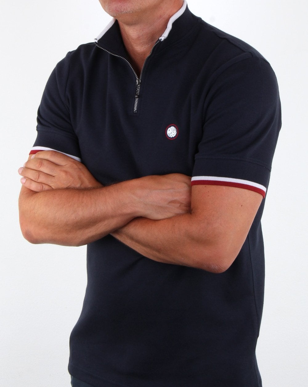 Pretty Green Faraday Zip T-shirt Navy