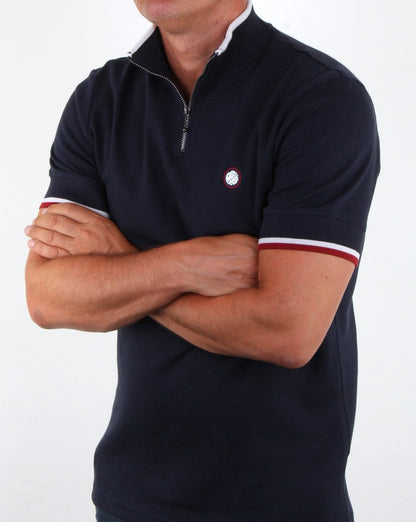 Pretty Green Faraday Zip T-Shirt Marineblau