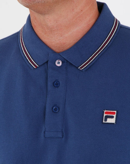 Fila – Poloshirt mit Vintage-Streifen in Mittelblau