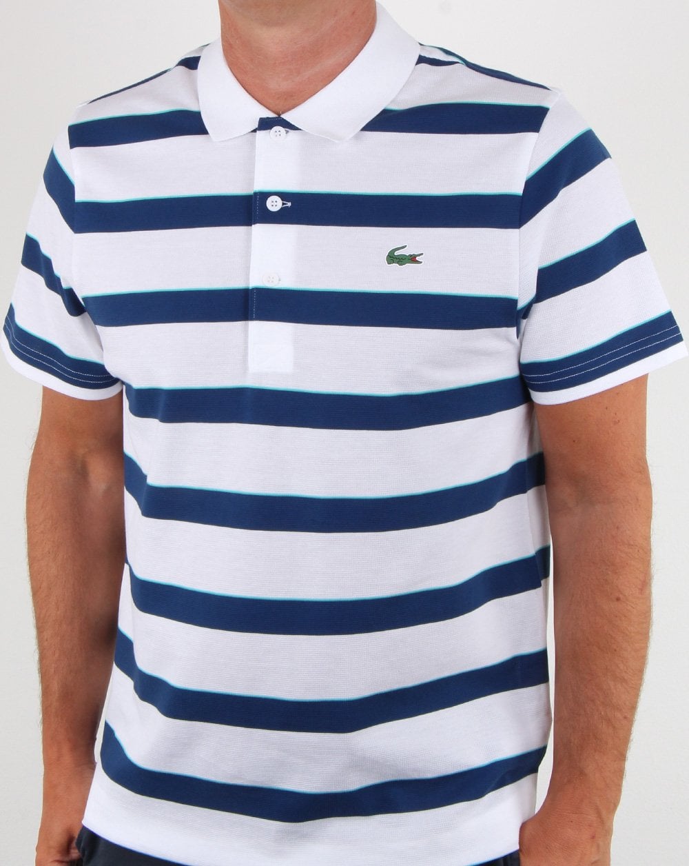 Lacoste Striped Polo Shirt White/Blue