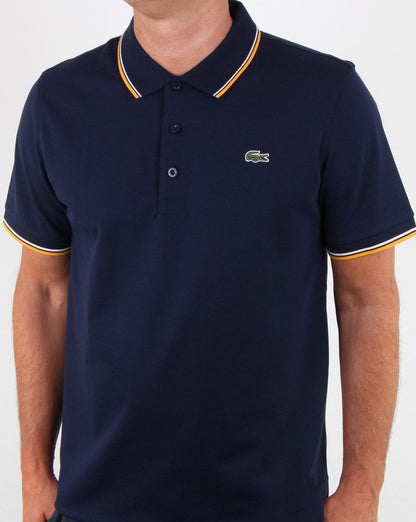 Lacoste Poloshirt mit Streifen Marineblau/Weiß