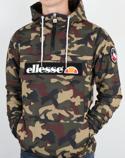 Ellesse – Jacke zum Überziehen mit Viertelreißverschluss in Camouflage