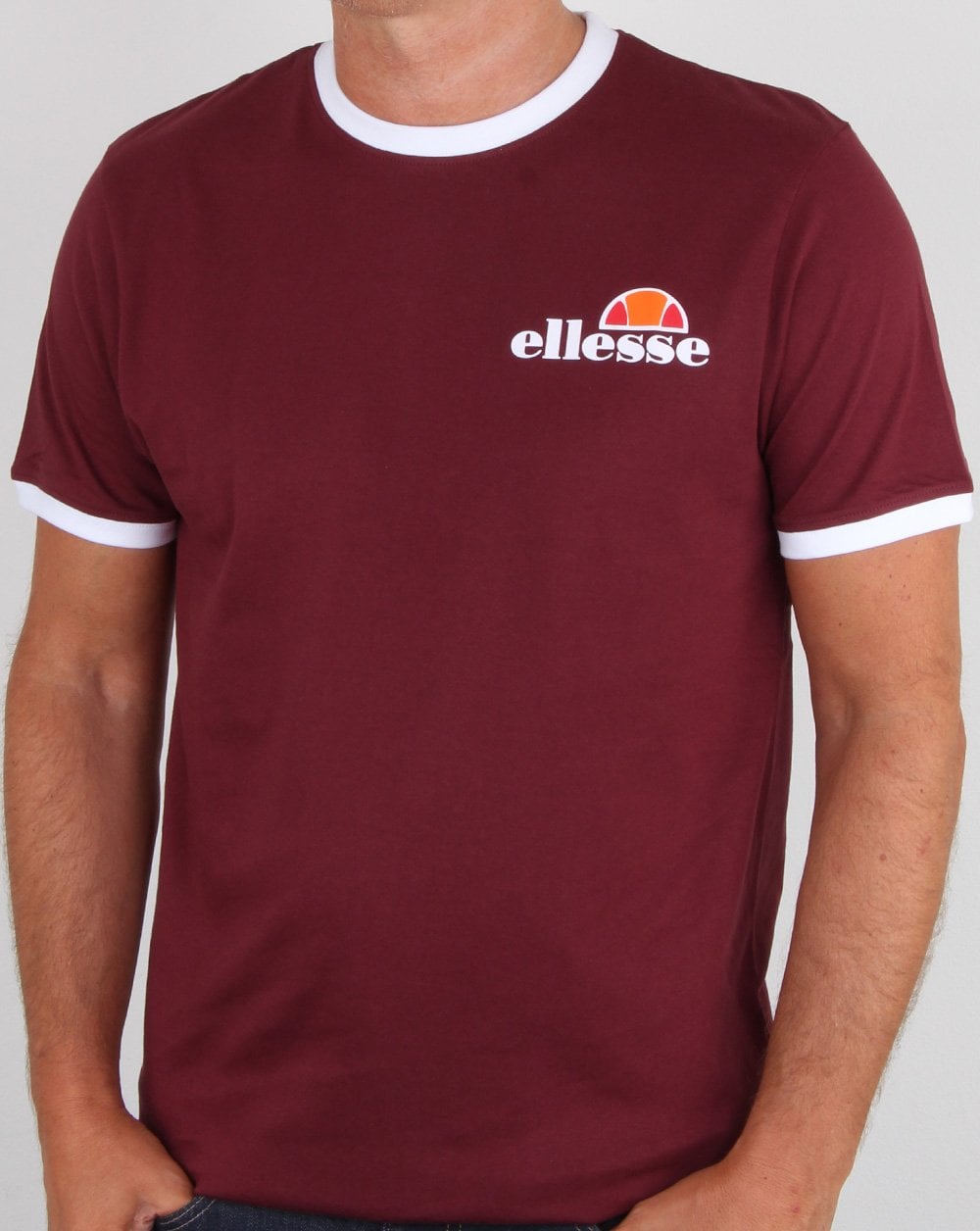 Ellesse Ringer T-Shirt Burgunderrot Weiß