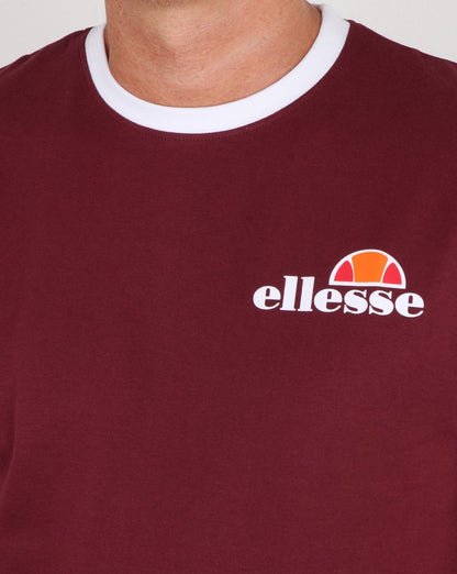 Ellesse Ringer T-Shirt Burgunderrot Weiß