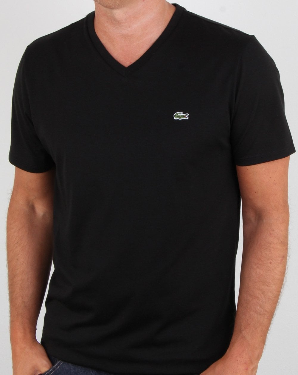 Lacoste T-Shirt mit V-Ausschnitt Schwarz