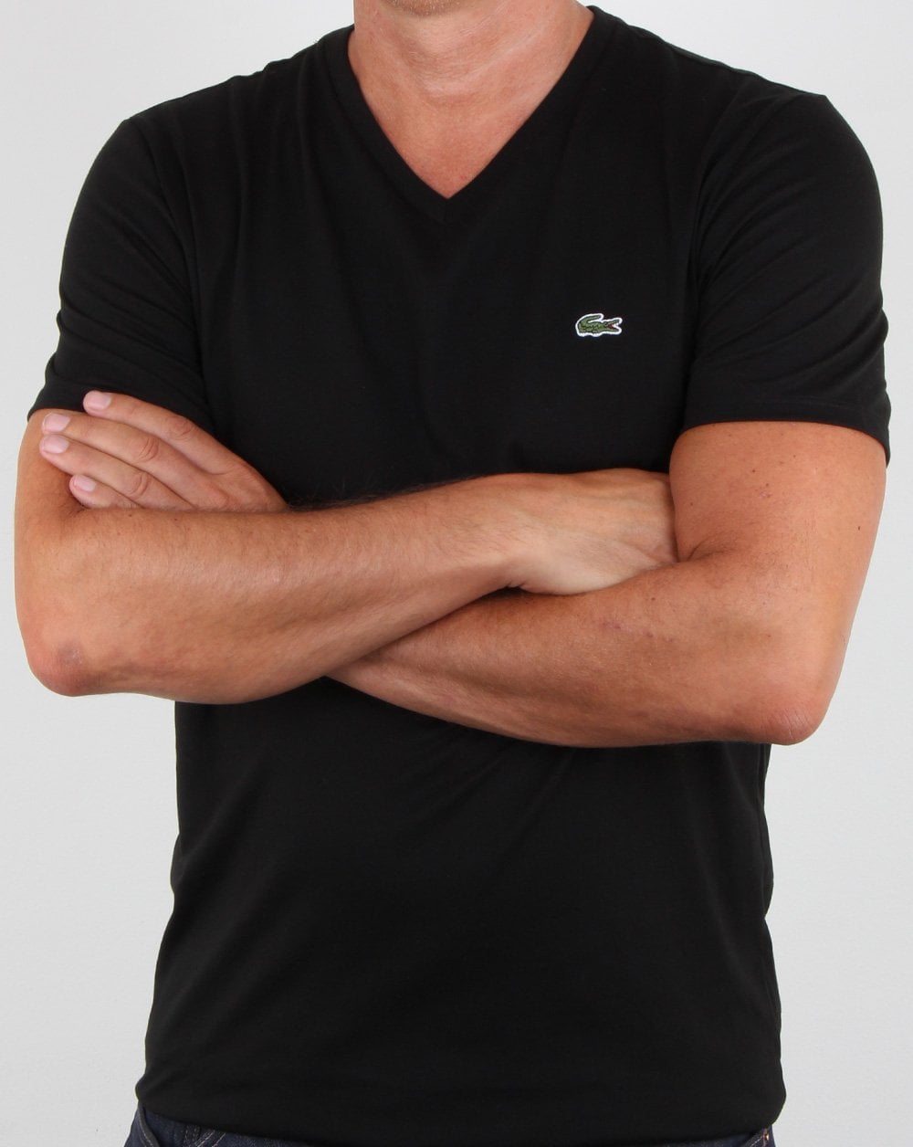 Lacoste T-Shirt mit V-Ausschnitt Schwarz