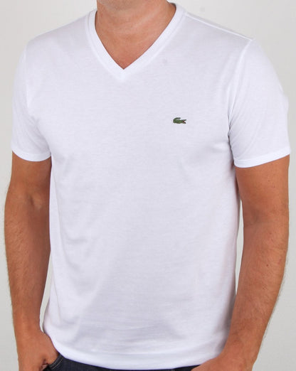 Lacoste T-Shirt mit V-Ausschnitt Weiß