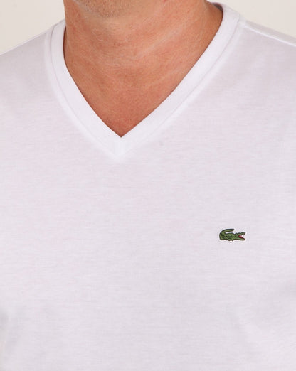 Lacoste T-Shirt mit V-Ausschnitt Weiß
