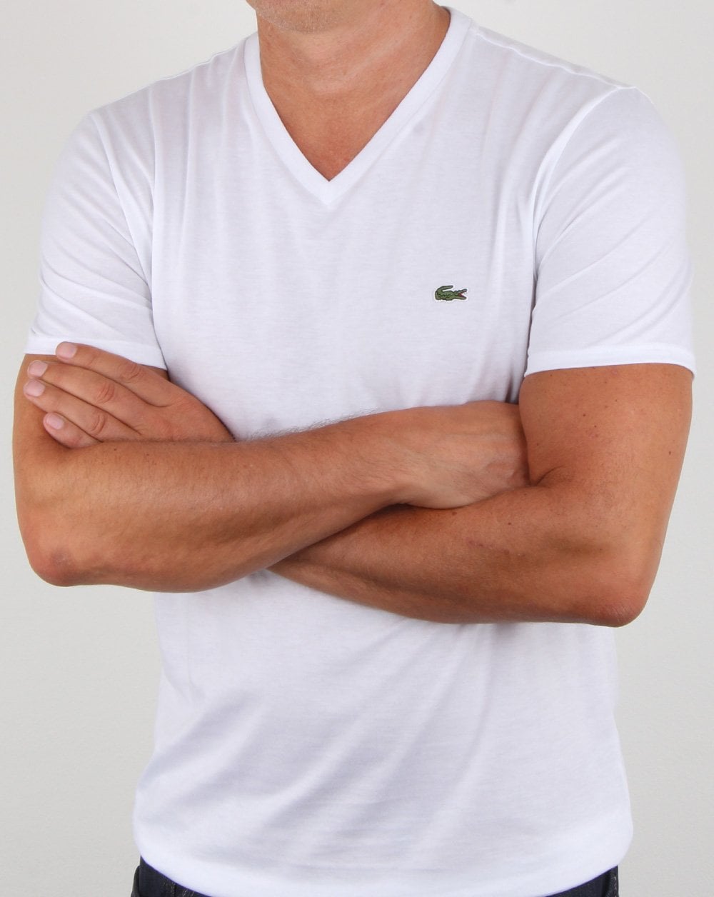 Lacoste T-Shirt mit V-Ausschnitt Weiß