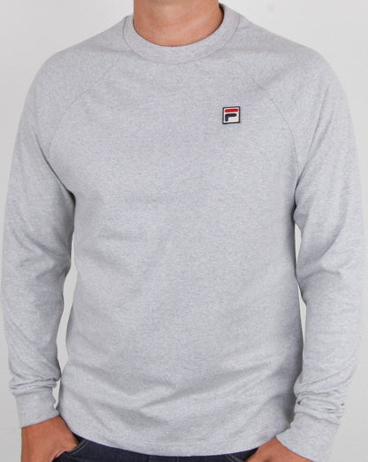 Fila Vintage Langarm-T-Shirt Hellgrau meliert