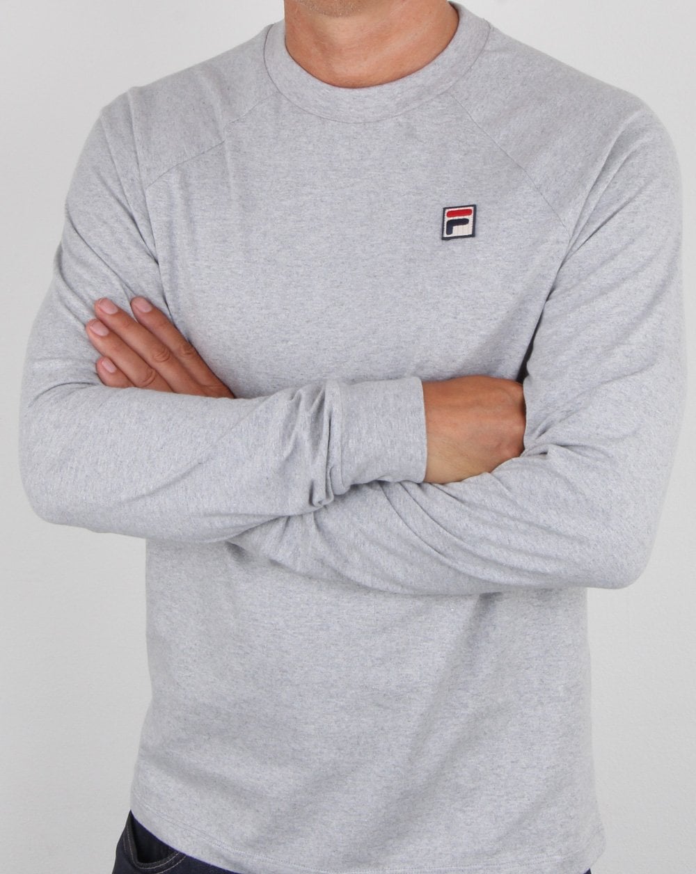 Fila Vintage Langarm-T-Shirt Hellgrau meliert