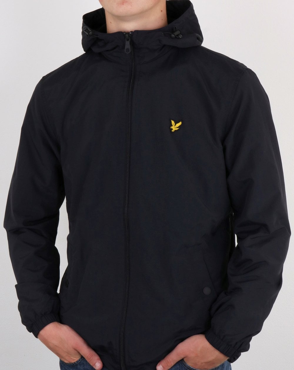 Lyle And Scott – Durchgehende Jacke mit Mikrofleece-Futter und Reißverschluss in Schwarz