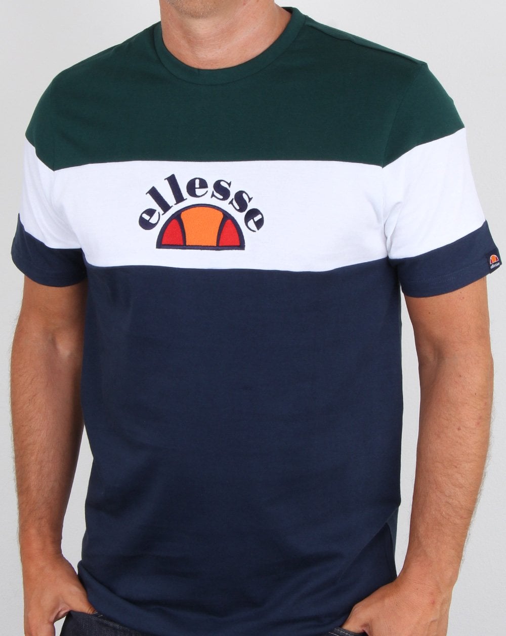 Ellesse Block T-Shirt Marineblau/Grün/Weiß