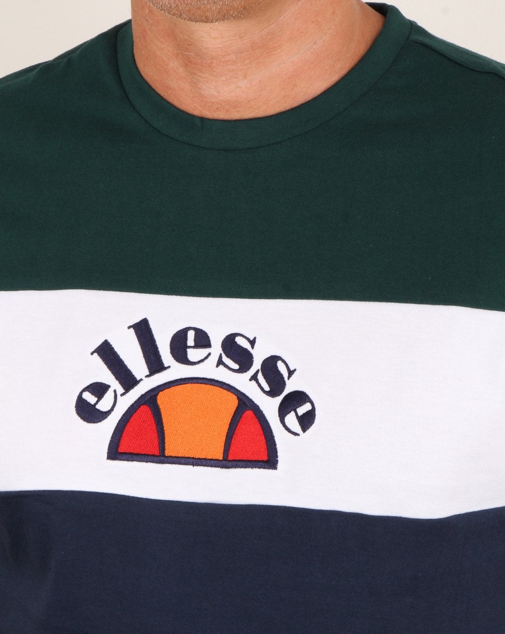 Ellesse Block T Shirt Navy/Green/white