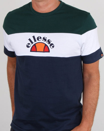 Ellesse Block T-Shirt Marineblau/Grün/Weiß