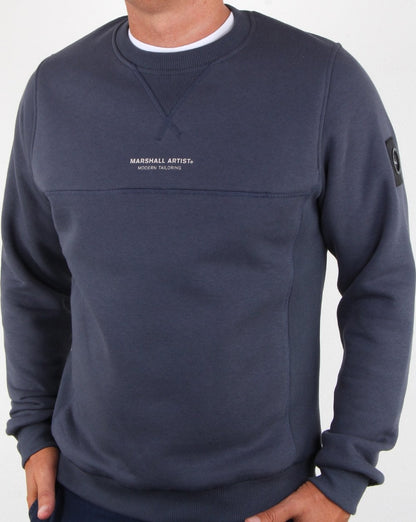 Marshall Artist – Kleidungsstückgefärbtes Sweatshirt mit Rundhalsausschnitt, Marineblau