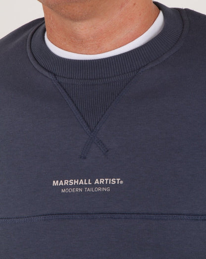 Marshall Artist – Kleidungsstückgefärbtes Sweatshirt mit Rundhalsausschnitt, Marineblau