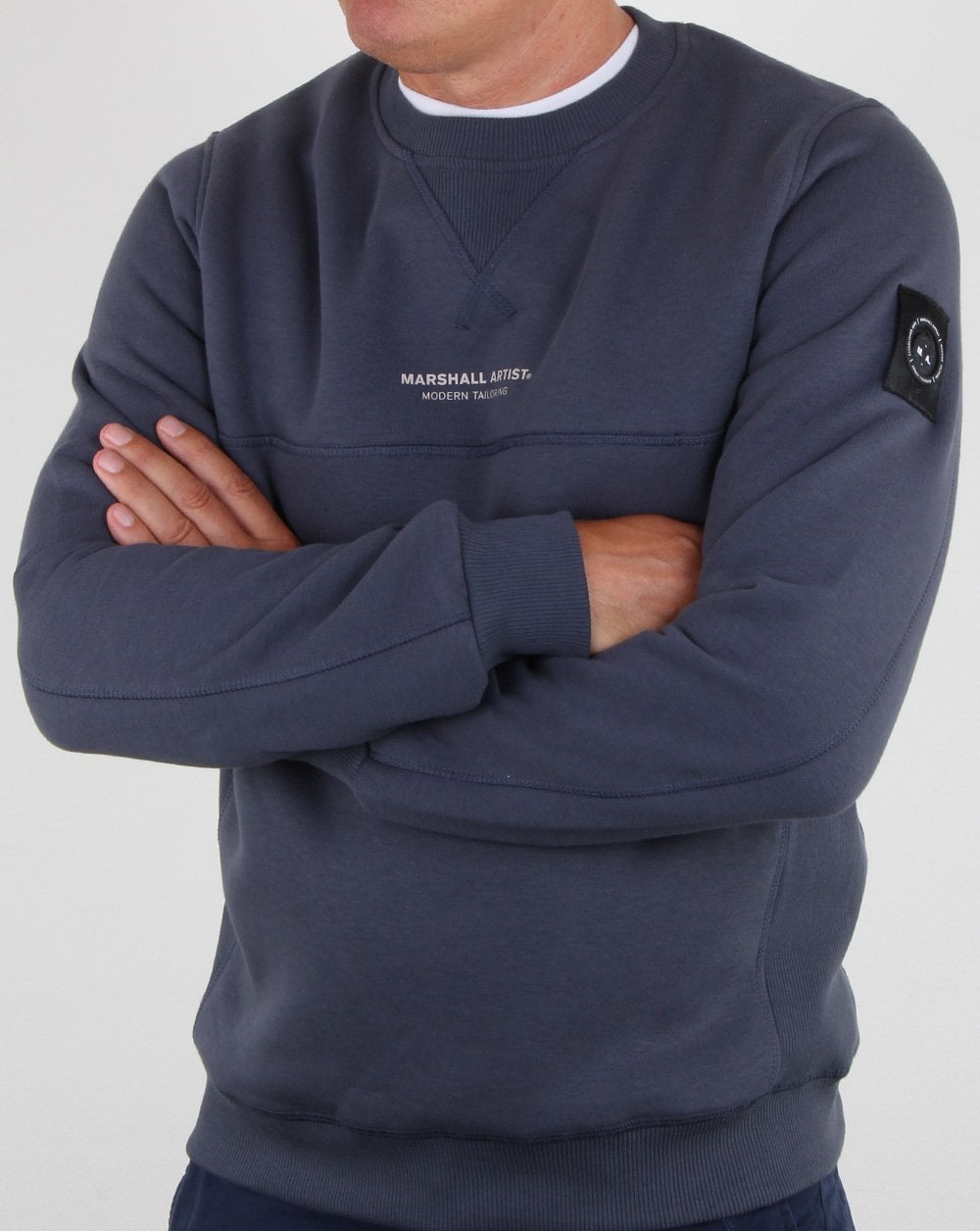 Marshall Artist – Kleidungsstückgefärbtes Sweatshirt mit Rundhalsausschnitt, Marineblau