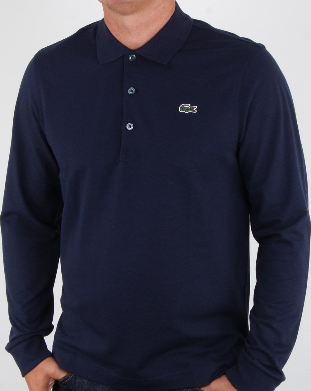 Lacoste Langarm-Poloshirt in Marineblau