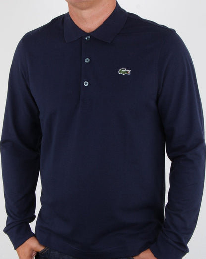 Lacoste Langarm-Poloshirt in Marineblau