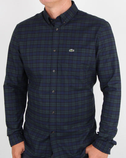 Lacoste Langarmhemd Sinople Grün/Meridian Blau