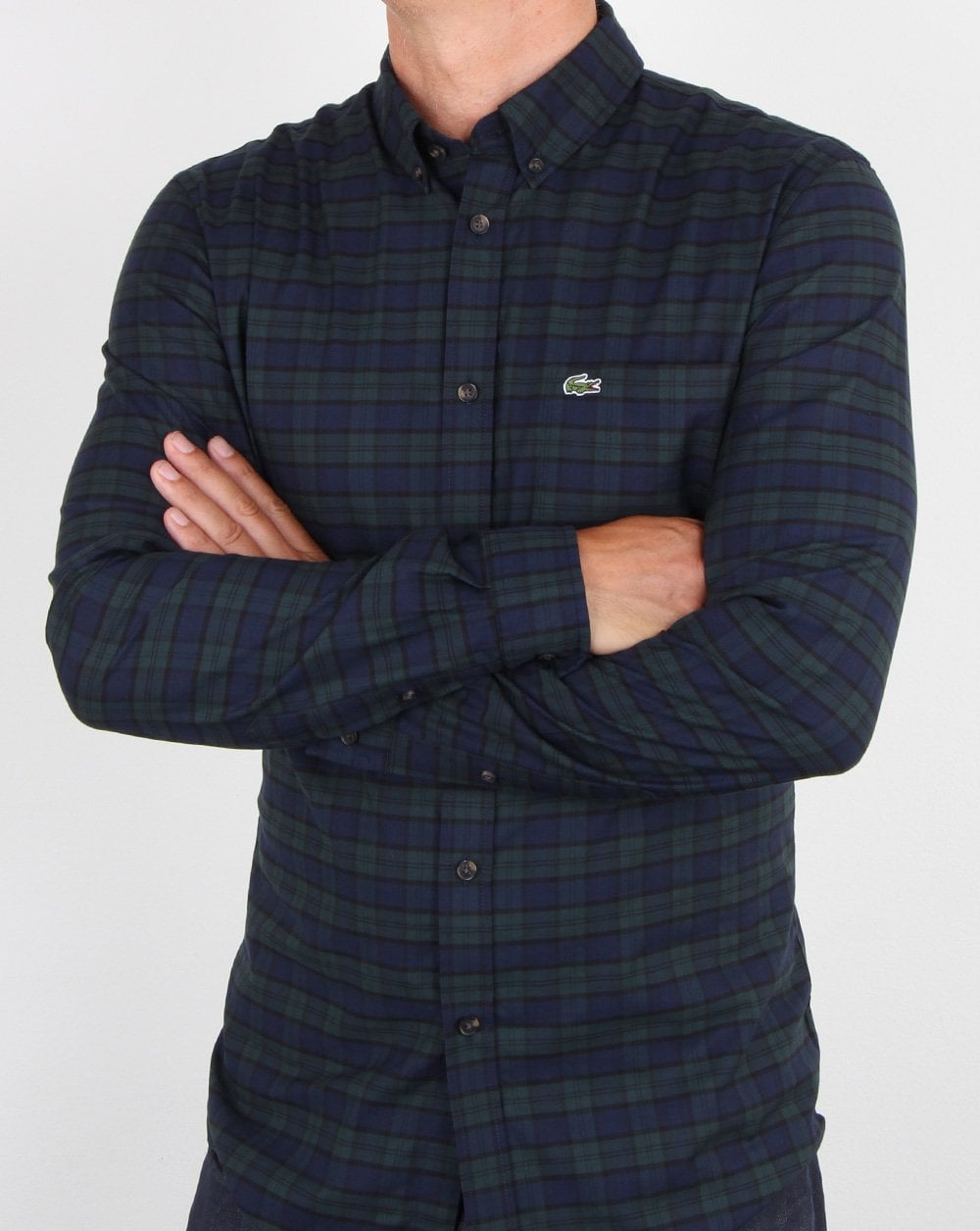 Lacoste Langarmhemd Sinople Grün/Meridian Blau