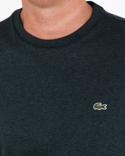 Lacoste – T-Shirt mit Rundhalsausschnitt, Dunkelgrün meliert