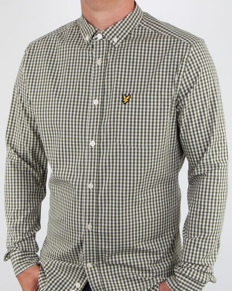 Lyle And Scott Gingham Shirt Woodland Green