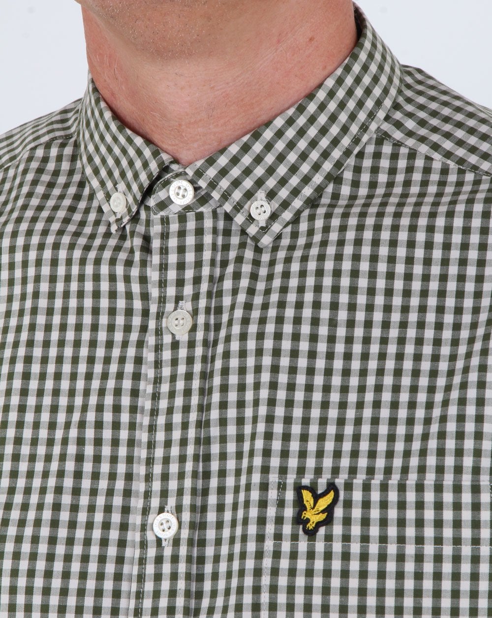 Lyle And Scott Gingham Shirt Woodland Green
