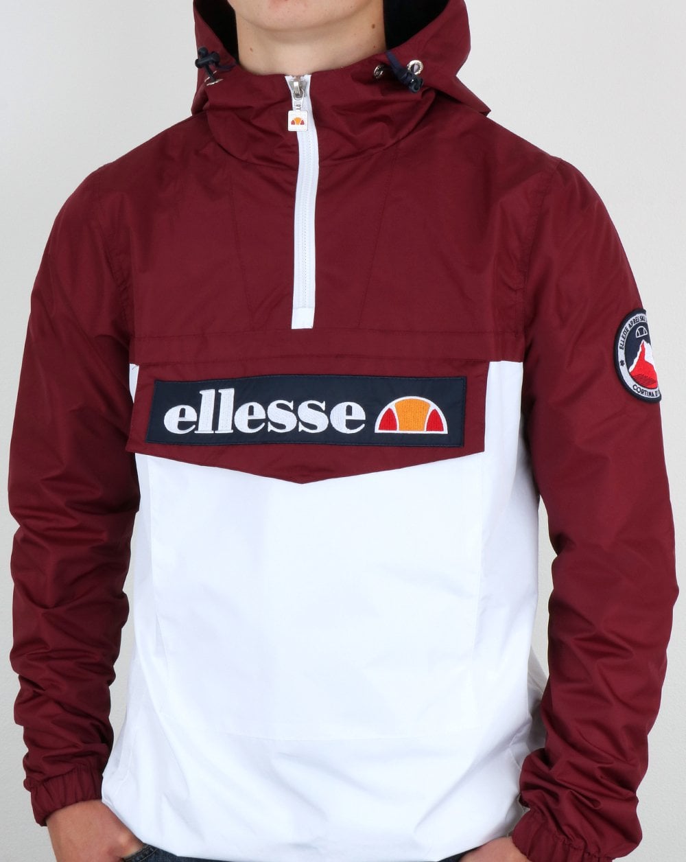 Ellesse Qtr Zip Dual Colour Jacket Burgundy-white